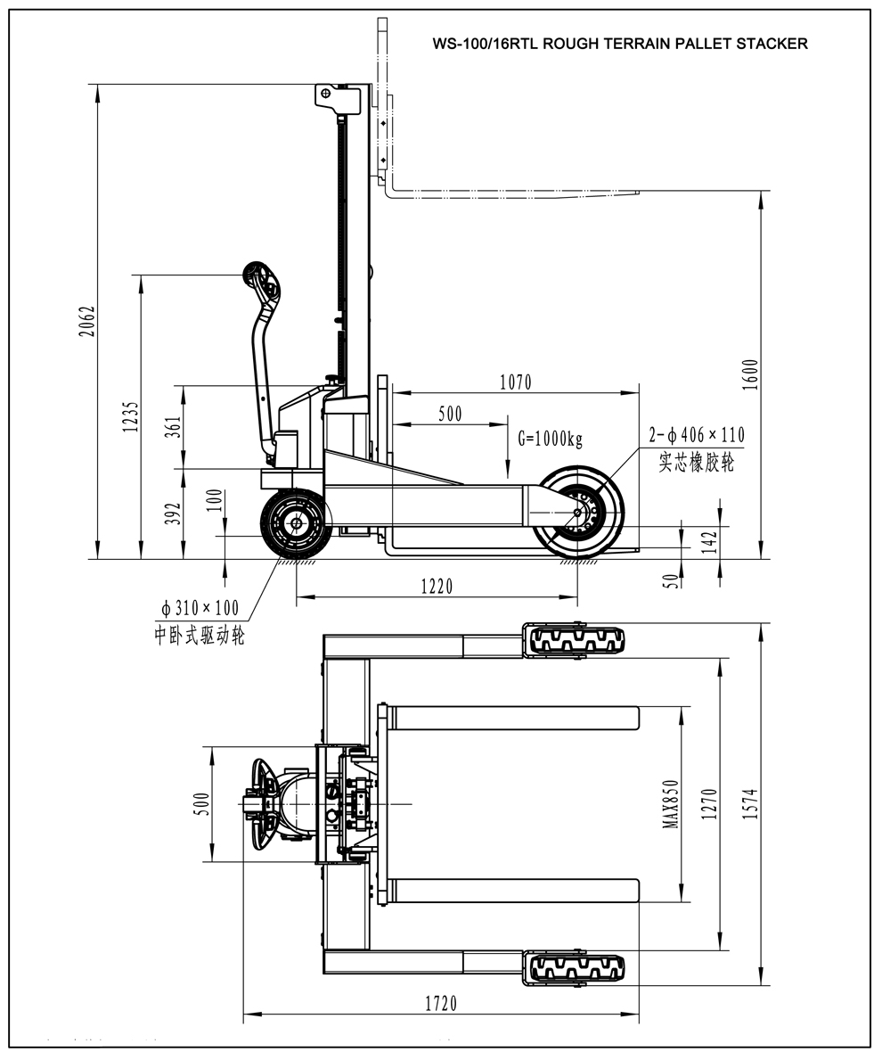 rough terrain pallet truck drawing